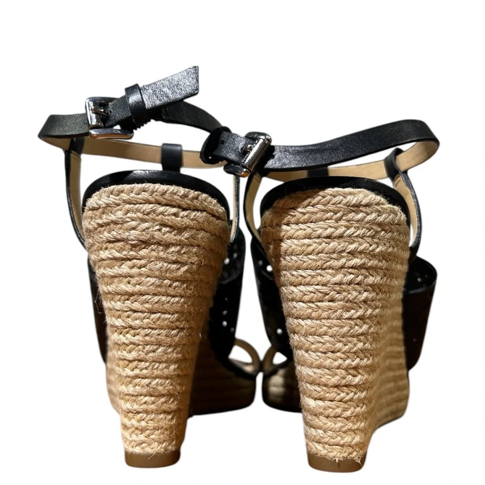 Michael Kors Black Espadrille Sandals with Ankle Strap Sz 9.5